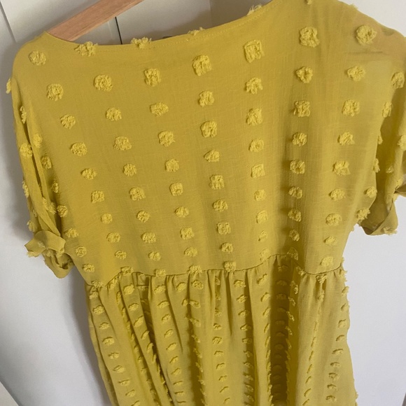 Summery Maternity Dress - Yellow V Neck Swiss Dot - Picture 2 of 4
